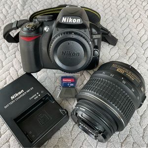 Nikon D3100, Nikon AF-S DX Nikkor 18-55mm f/3.5-5.6G VR Lens, Battery/Charger…